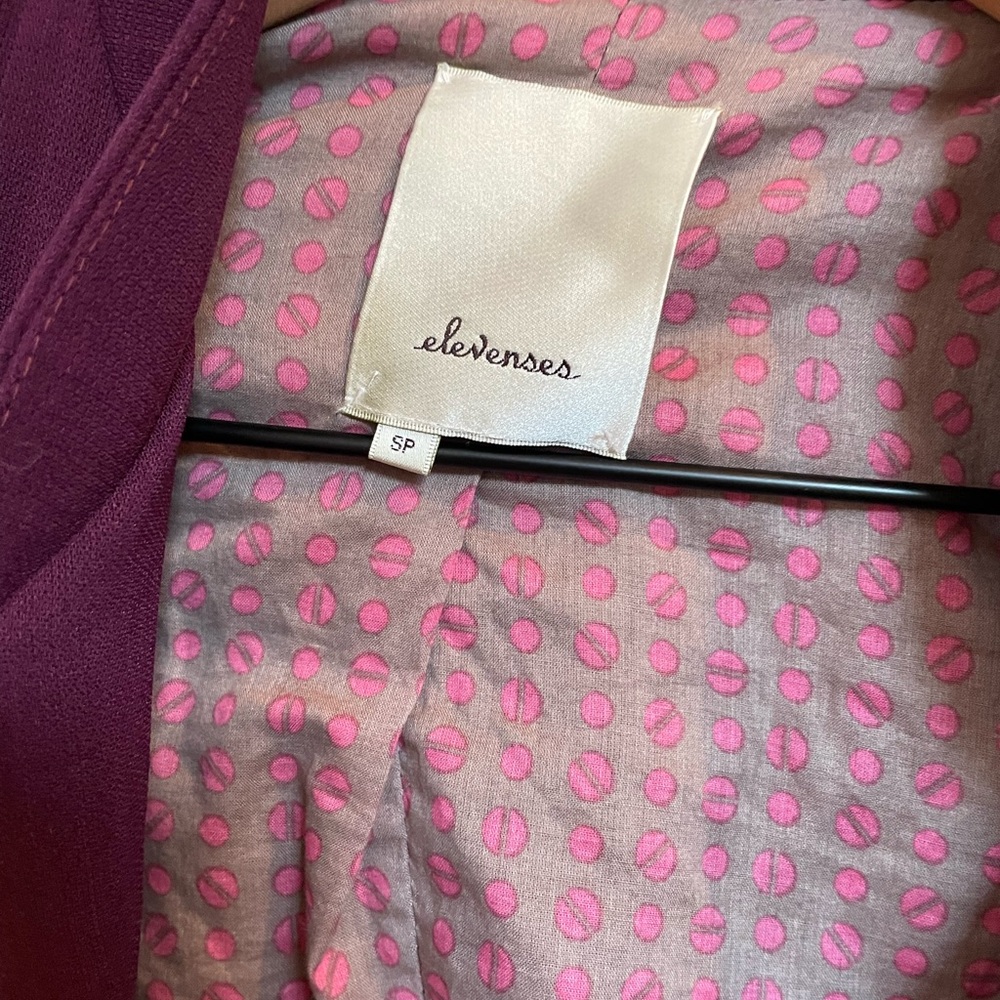 Anthropologie Elevenses Plum Asymmetric Drape Shawl Collar Open Front Jacket - Picture 4 of 4